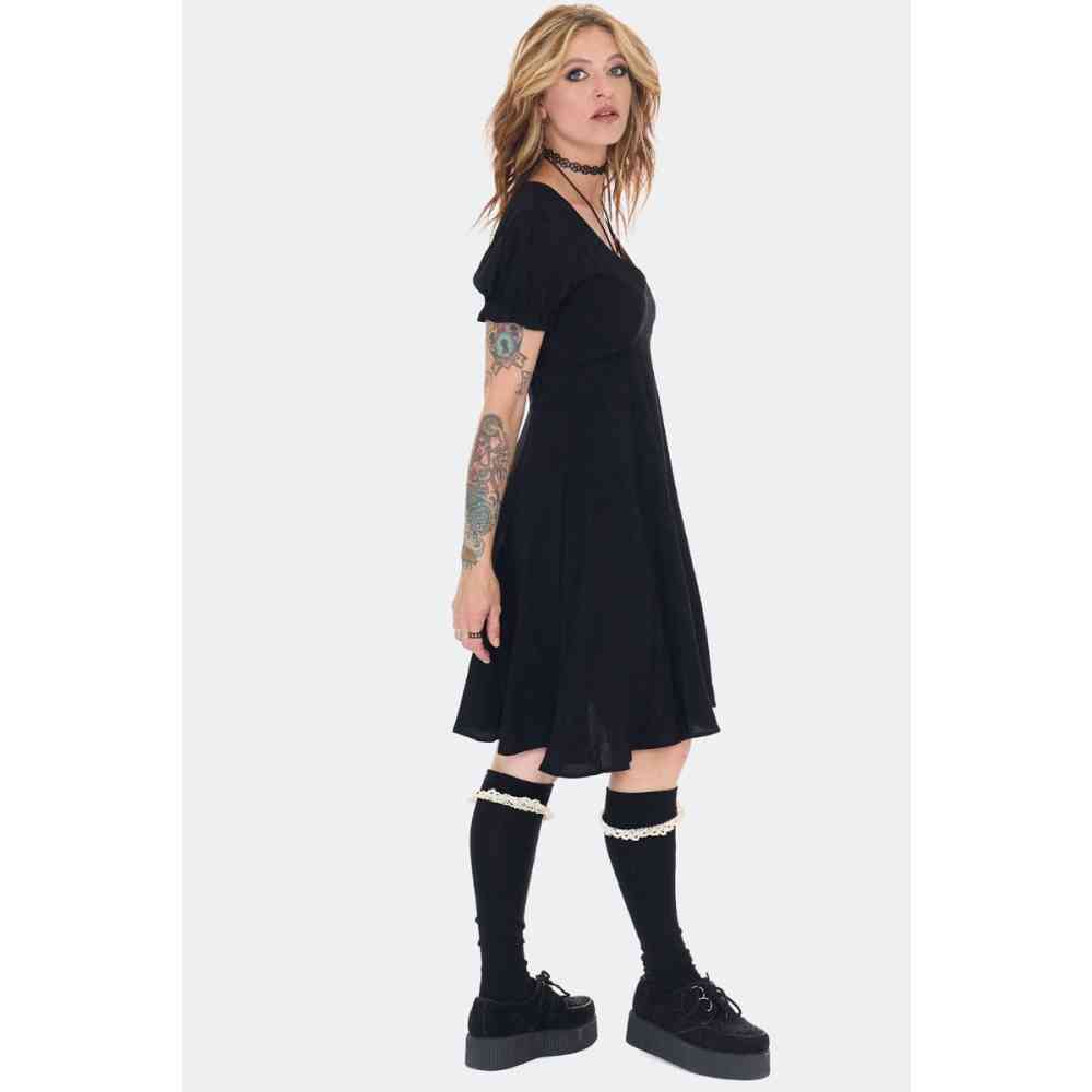 Jawbreaker - Jacquard Mini Babydoll Mini jurk - Zwart